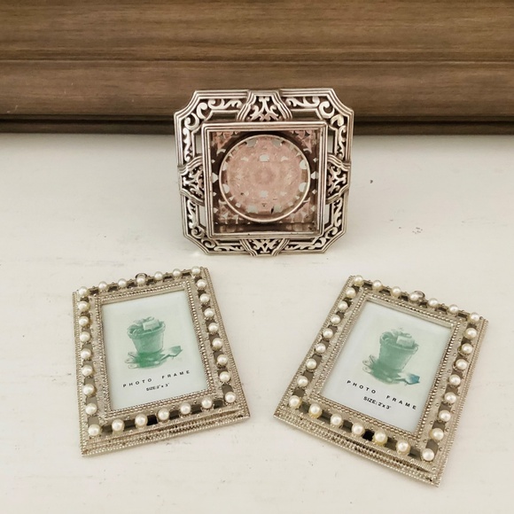 Lot Of 3 Metal Frames Silver Tone Pearl Accents Brighton Nicole Nicole Heavy - Picture 8 of 8